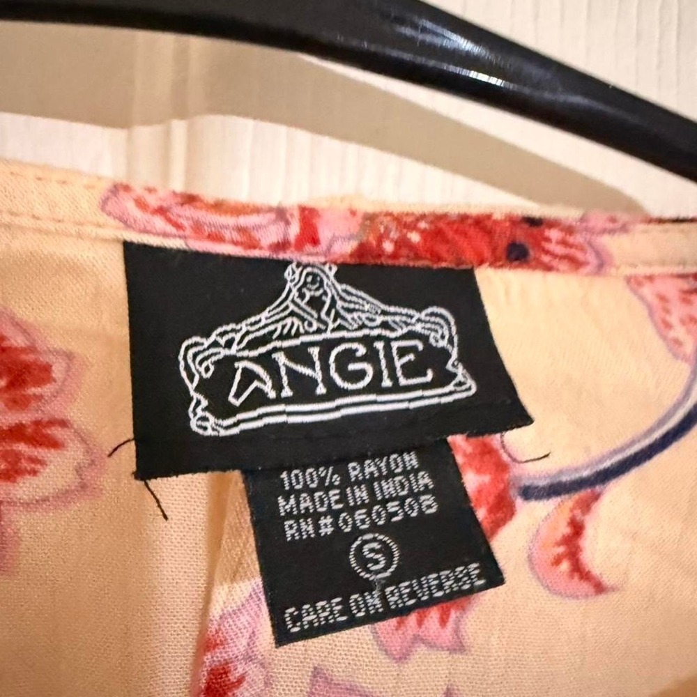 Angie floral blouse lace v neck lightweight cottage prairie peasant blouse S - Picture 2 of 3